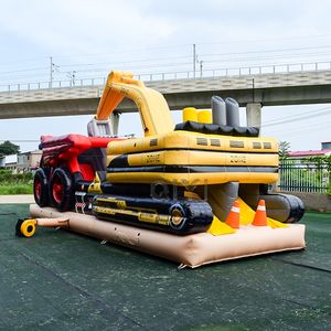 Château gonflable rebondissant de qualité commerciale, maison de saut gonflable, excavatrice, grand obstacle avec toboggan - Product Image 2