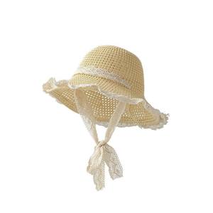 Sombrero de Paja Natural con Ribete de Encaje para Mujer Adulta, Plegable, Protección Solar, Estilo Fresco y Dulce, con Lazo - Product Image 5