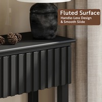 Console d'entrée moderne en bois noir de luxe de haute qualité avec 3 tiroirs et étagère de rangement ouverte, design personnalisé
