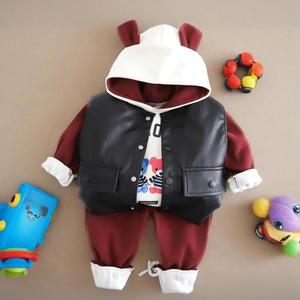 Vente en gros 2025 Smart Casual 3 pièces soutien personnalisable garçons automne et hiver <span class=keywords><strong>gilet</strong></span> en cuir doublé polaire - Product Image 4