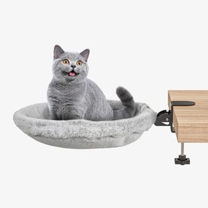 Perrera de escritorio para gatos pequeños, hamaca moderna y cómoda, marco de escalada, mesa plegable, cama cálida, nido de felpa para mascotas - Product Image 6