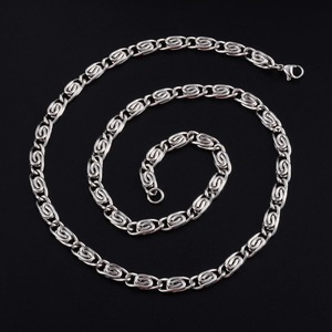 Collier long en acier inoxydable torsadé style trombone pour femmes, hommes, couleur argent, bijou ras-du-cou, cadeau - Product Image 6