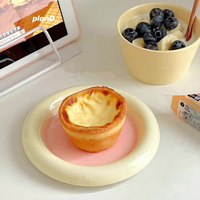 Ins-Style Crème Céramique Petit Déjeuner Dessert Peint À La Main Chubby Mignon Design Petite Taille Dîner De Grande Valeur Pour Le Stockage
