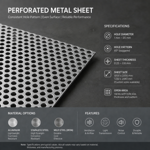 Tôle <span class=keywords><strong>perforée</strong></span> à mailles fines et denses en <span class=keywords><strong>acier</strong></span> poinçonné pour <span class=keywords><strong>grille</strong></span> de ventilation, écran décoratif et panneau intérieur - Product Image 3