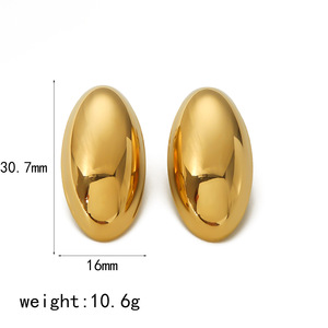 Oval Stainless Steel <b>Stud</b> Earrings Gold <b>Silver</b> Color For Women Fashion Gift Jewelry TE6658 - Product Image 4