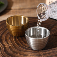 Vente en gros d'usine de tasses à vin et à thé isothermes à double paroi en acier inoxydable 304, mini-tasses de dégustation de 50 ml pour vin/bière/thé