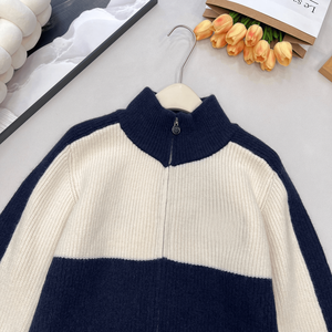 Cárdigan de punto con cremallera completa y cuello alto para mujer, suéter acanalado de manga larga, ropa informal para otoño e invierno - Product Image 4