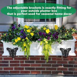 Support <span class=keywords><strong>de</strong></span> boîte <span class=keywords><strong>de</strong></span> jardinière réglable, support <span class=keywords><strong>de</strong></span> boîte <span class=keywords><strong>de</strong></span> fenêtre suspendu, Pots <span class=keywords><strong>de</strong></span> fleurs avec papillon - Product Image 5