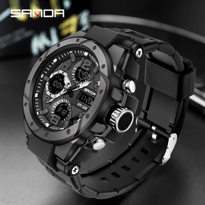 Montre numérique LED pour homme SANDA 3192 avec cadran carré, multifonction, mesure de la température, bracelet en acier, montre sportive pour homme, cadeau - Product Image 1