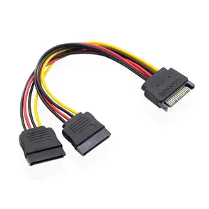 Cantell SATA Power Y Splitter Cable SATA 15 Pin Male to double 15 PIN Female Power Extension Cable for HDD Hard Drive