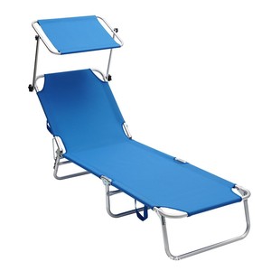 Self-Owned Outdoor <b>Folding</b> Sun Lounger Royal Blue Aluminum Alloy Frame 190x57x26.5cm Camp <b>Bed</b> Lounge Chair - Product Image 1