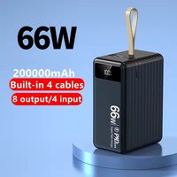 Super gran capacidad 200000mAh banco de energía al aire libre Camping luz Led pantalla 66W carga rápida bancos de energía incorporados 4 cables