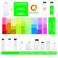 Ronda 350ml 500ml Botella desechable Leche Té Bebida Botella cilíndrica Jugo Botella de agua de plástico con tapón de rosca