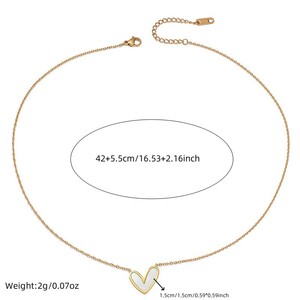 Stainless Steel Heart Necklace With Mother Of Pearl Pendant Clavicle Chain Fashion Jewelry Gift For Women - Product Image 5