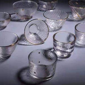 Verre à vin martelé Jiangzhiwu, petit modèle, avec bord doré, 1-100 ml, haute esthétique, épaissi, résistant à la chaleur, portable et durable - Product Image 2