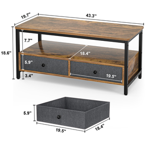 Tavolino da <span class=keywords><strong>Caffè</strong></span> Moderno <span class=keywords><strong>in</strong></span> Legno con Cassetti Portaoggetti e Design Estensibile per Soggiorno, Facile da Montare - Product Image 6