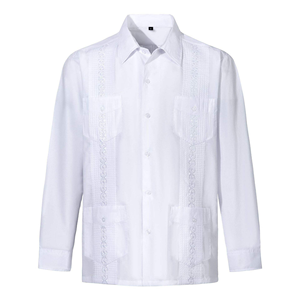 Camisas <span class=keywords><strong>Guayabera</strong></span> para Hombre, Cuatro Bolsillos, Casuales, Plisadas, Tallas Grandes, Manga Larga, Transpirables - Product Image 5