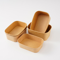 Boîte à lunch carrée en papier kraft, vente en gros d'usine, robuste, jetable, étanche, pour plats à emporter, matériaux recyclés, gaufrage