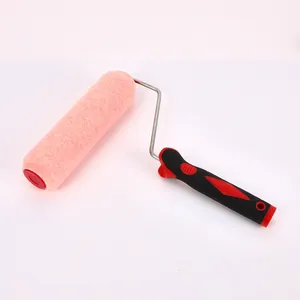 9英寸芯片刷墙壁修补滚筒粉色红色滚筒盖红色黑色橡胶塑料手柄喷漆工具油漆滚筒刷