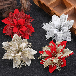 Flor Artificial <span class=keywords><strong>Grande</strong></span> Decoración Artificial Poinsettia Árbol <span class=keywords><strong>Grande</strong></span> Poinsettias con Purpurina Flores de Navidad - Product Image 2