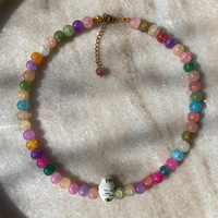 Perles de pierre naturelle colorées breloques de poisson à la main été plage OT boucle collier pour les femmes en gros