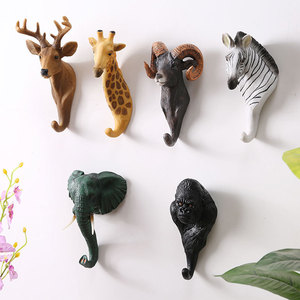 Master Gu Animal Head Wall <b>Hooks</b> Resin 3D Decorative Hangers For Home Door Novelty <b>Hooks</b> - Product Image 1