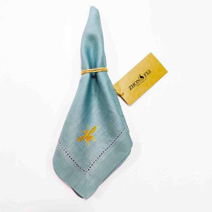 ผ้าเช็ดปากคอกเทลทำด้วยมือทำจากผ้าลินินแท้100% ผ้าปูรองจานปักอักษรพร้อมโลโก้ออกแบบได้ตามต้องการ - Product Image 4