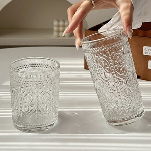 Stylish Vintage Whisky <strong>Glass</strong> Cup Whiskey Rocks Tumbler Sunflower System Embossed Pattern Transparent Ins Simple Shot <strong>Glasses</strong> - Product Image 6
