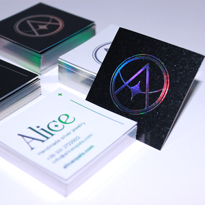Carte de visite personnalisée estampage au laser bord carte de visite LOGO privée imprimée avec bordure en hologramme papier perlé carré vente en gros - Product Image 1