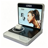 Support d'exposition moderne et écologique pour casques audio, autoportant, avec plaque lumineuse LED amovible en acrylique pour écouteurs