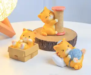 Gatinhos bonitos dos desenhos animados simulam decorações de animais artesanato criativo em resina