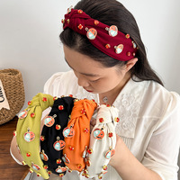 2024 nouveau Halloween Orange citrouille démon strass bandeau méchant Style sombre noeud vacances cheveux accessoires
