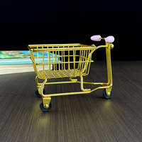 Mini moto tricycle en métal de simulation, chariot de courses, couleur or/argent, décoration de bureau, jouet pour maison de poupée