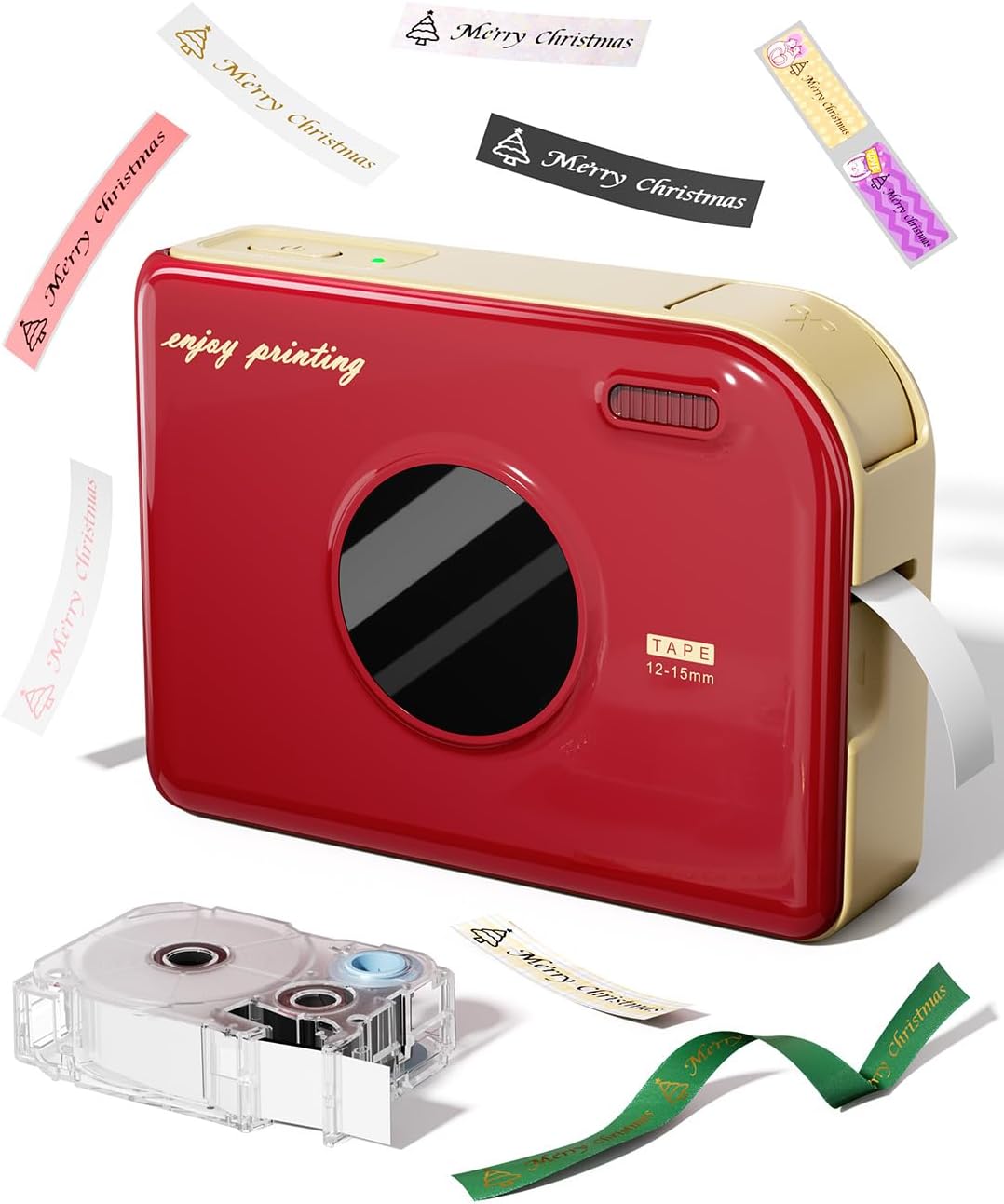 Red Label Maker with 1 Roll Label Tape