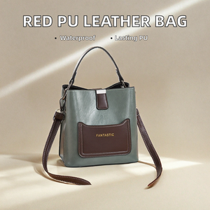 New Arrival Designer Red Colour Women's Casual Tote Durable <b>Portable</b> Zipper Closure Private Label Pu Leather Shoulder Handbag - Product Image 2