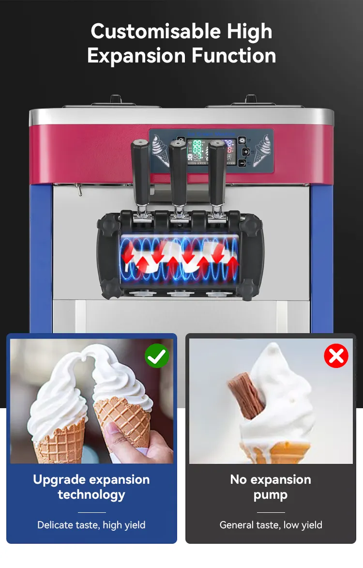 22L/H três sabores de sorvete comercial máquina commercual fabricante do creme de gelo fabricante do creme de gelo em casa