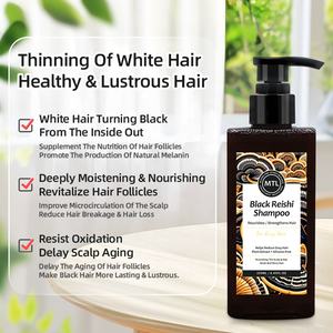 Extractos de plantas orgánicas 250Ml Black Reishi & Fo-Ti Champú espesante Promueve la producción de melanina para el <span class=keywords><strong>tratamiento</strong></span> de canas - Product Image 4