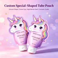 Pochette tubulaire personnalisée de forme spéciale avec bouchon à vis et bec verseur pour liquides, emballage cosmétique pour recharge de masque facial et sérum