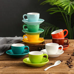 Set di Tazze e Piattini per Cappuccino ed Espresso in Ceramica e Porcellana Italiana, Tazza per Latte con Parete Spessa Smaltata, Disponibile in Varie Dimensioni - Product Image 1