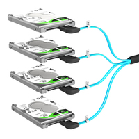 SFF-8643 Mini SAS HD zu 4 SATA 3.0 Rechtwinkliges 12Gbps Server-Datenkabel mit Nylon-Ummantelung für RAID HBA-Karte und 4 SATA HDD/SSD