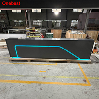 Table de réception d'entrée en pierre à surface solide de grande taille avec éclairage LED Bureaux de réception pour écoles d'art et de danse