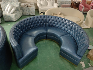 Canada Bàn Ghế Nhà Hàng Thức Ăn Nhanh Pizza Thiết Kế Hiện Đại Gian Trưng Bày Ghế Sô Pha Nhà Hàng Tròn Bán Nguyệt Hình Chữ U Màu Xanh Dương - Product Image 3