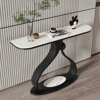 Table console d'angle légère et luxueuse en métal, haut de gamme, moderne et artistique, avec étagère de rangement pour salon
