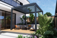 Systèmes de toiture à lamelles motorisées écologiques et bioclimatiques, pergola en aluminium pour spa, terrasse extérieure, jardin, relaxation