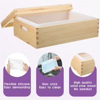 Stampo in Silicone Extra-Large per Sapone con Scatola in Legno e Coperchio - Stampi per la Creazione di Sapone Facili da Usare e Pulire per Creatori di Sapone Fai-da-Te
