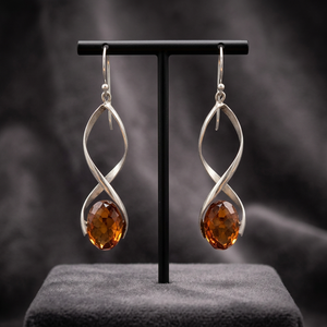 925 Silver Women's Natural Stone Gemstone Fashion Drop <b>Earrings</b> with Citrine for Party Occasions - Product Image 4