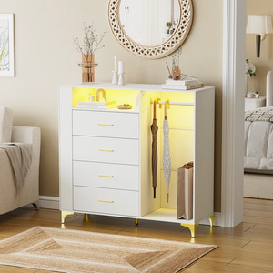 <span class=keywords><strong>Commode</strong></span> améliorée avec armoire à bijoux <span class=keywords><strong>et</strong></span> lumière LED <span class=keywords><strong>Commode</strong></span> polyvalente avec porte-vêtements <span class=keywords><strong>et</strong></span> pieds dorés - Product Image 3