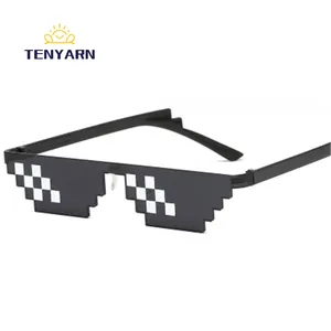 Tenyarn 2022 New Mosaic Sun Glasses Two-Dimensional Outfit Force Sunglasses My World Personality Pixel Sunglass