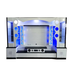 Set di Mobili di Lusso in Legno, Tavolino da Salotto Nero con Specchio Dorato, Illuminazione LED, Ultimo Design di Mobile Porta TV - Product Image 2