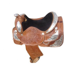 Sillín occidental de cuero marrón tallado por fabricante - Product Image 3